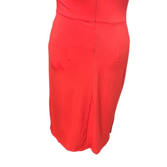 London Times Sheath Dress Stretchable Polyester Cowl Neck Side Twist Red 2 NWOT - Picture 7 of 9